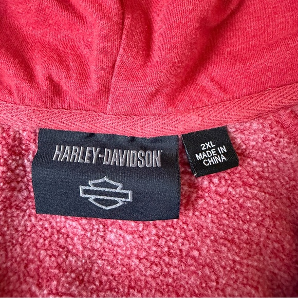 Women’s Harley Davidson Red Hoodie hooded Sweatshirt Zip Sz 2XL high neck - Picture 4 of 6